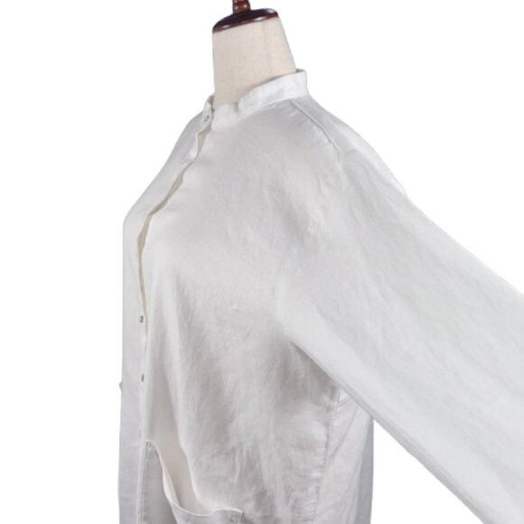 NWT Eileen Fisher Orgnc Linen Mandarin Collar Lagenlook Tunic ShirtDress SZ1X - Picture 4 of 16